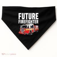 Kids Future Firefighter Fire Truck Theme Birthday Boy USA-Made Doggie Bandana thumb 0