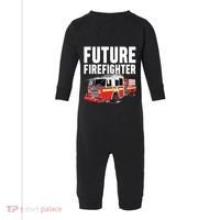 Kids Future Firefighter Fire Truck Theme Birthday Boy Infant Fleece One Piece thumb 0