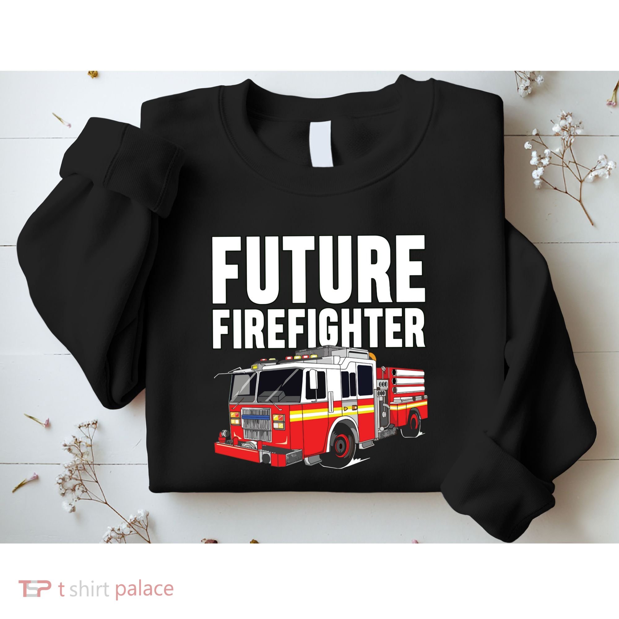 Kids Future Firefighter Fire Truck Theme Birthday Boy Sweatshirt