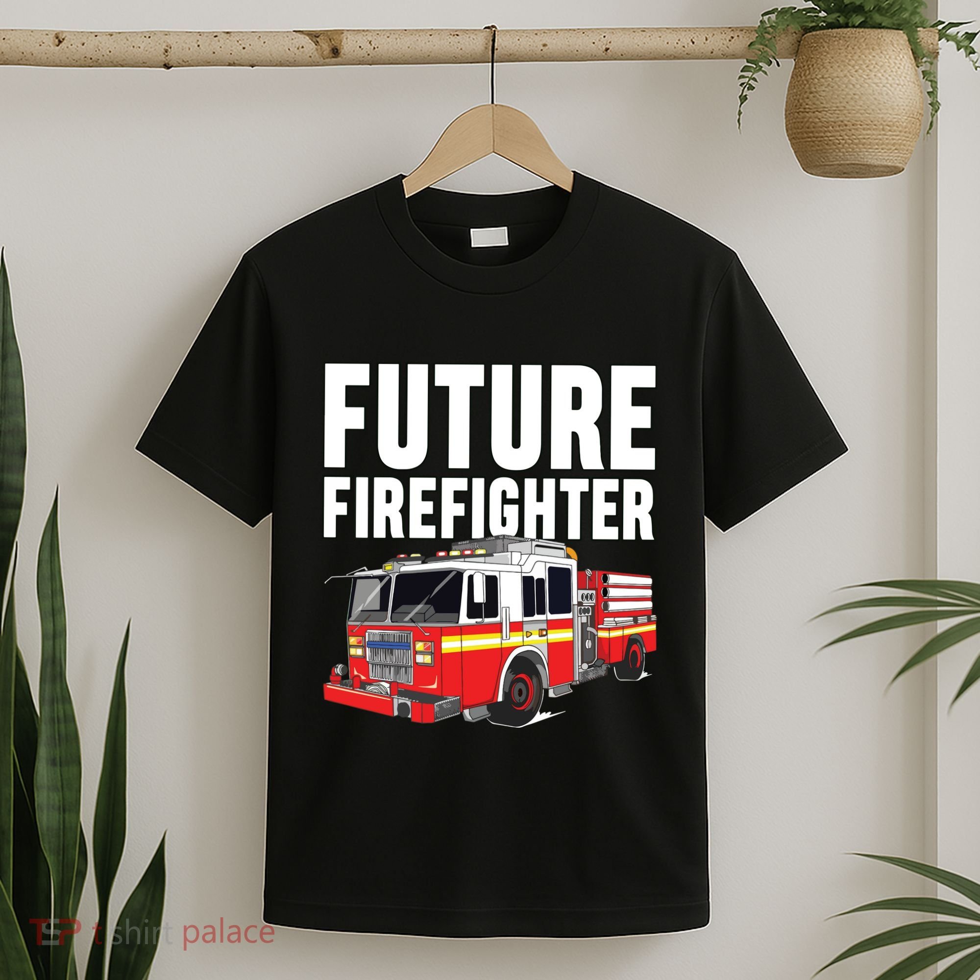 Kids Future Firefighter Fire Truck Theme Birthday Boy T-Shirt