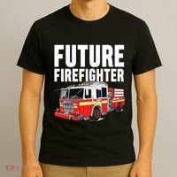 Kids Future Firefighter Fire Truck Theme Birthday Boy T-Shirt thumb 3