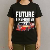 Kids Future Firefighter Fire Truck Theme Birthday Boy T-Shirt thumb 4