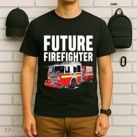 Kids Future Firefighter Fire Truck Theme Birthday Boy T-Shirt thumb 6