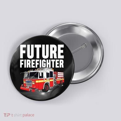 Kids Future Firefighter Fire Truck Theme Birthday Boy Button