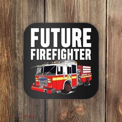 Kids Future Firefighter Fire Truck Theme Birthday Boy Coaster
