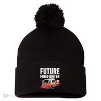 Kids Future Firefighter Fire Truck Theme Birthday Boy Pom Pom 12in Knit Beanie thumb 0
