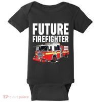 Kids Future Firefighter Fire Truck Theme Birthday Boy Baby Bodysuit thumb 0