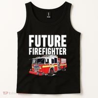 Kids Future Firefighter Fire Truck Theme Birthday Boy Tank Top thumb 2