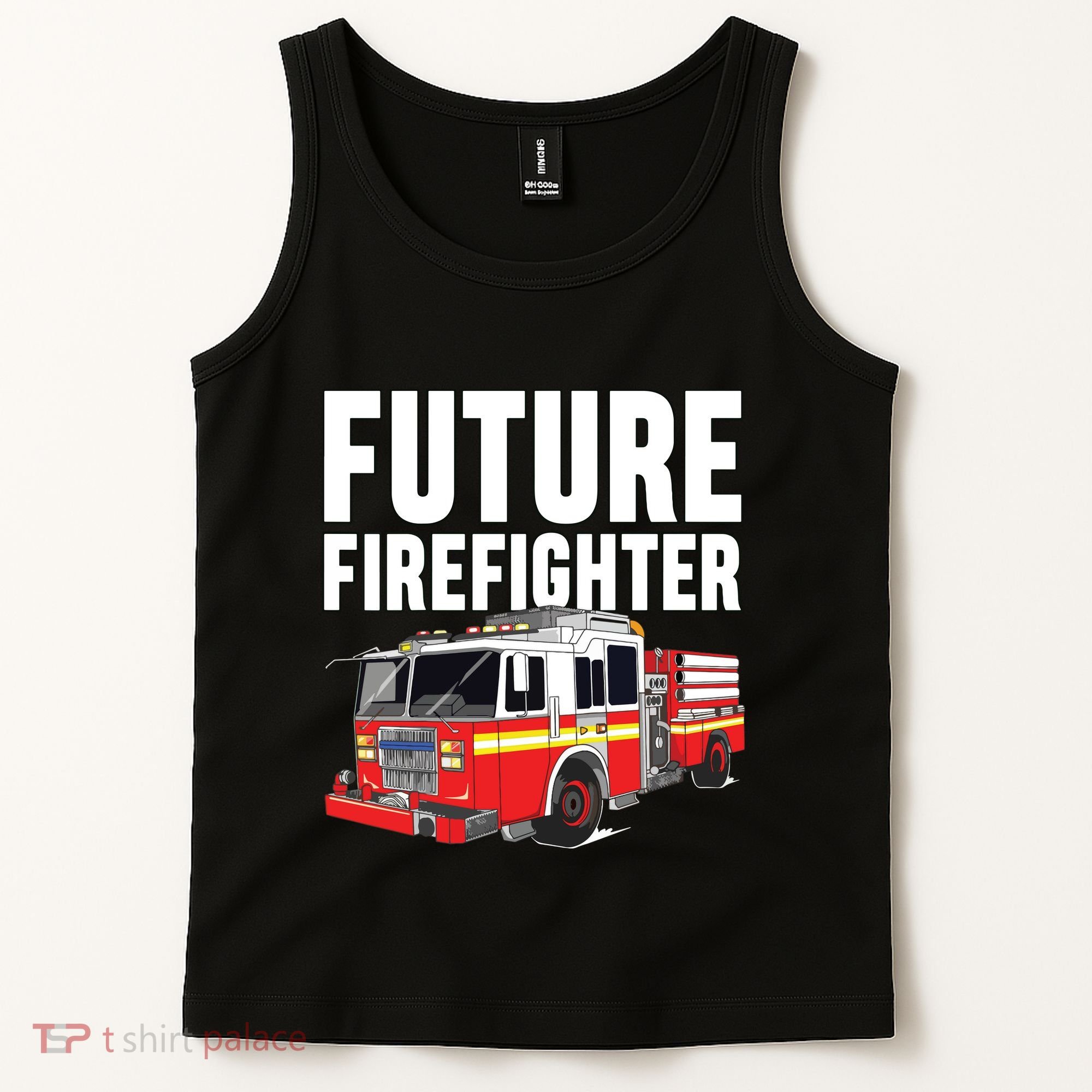 Kids Future Firefighter Fire Truck Theme Birthday Boy Tank Top
