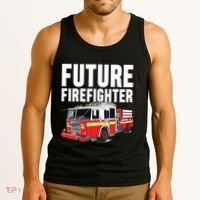 Kids Future Firefighter Fire Truck Theme Birthday Boy Tank Top thumb 3