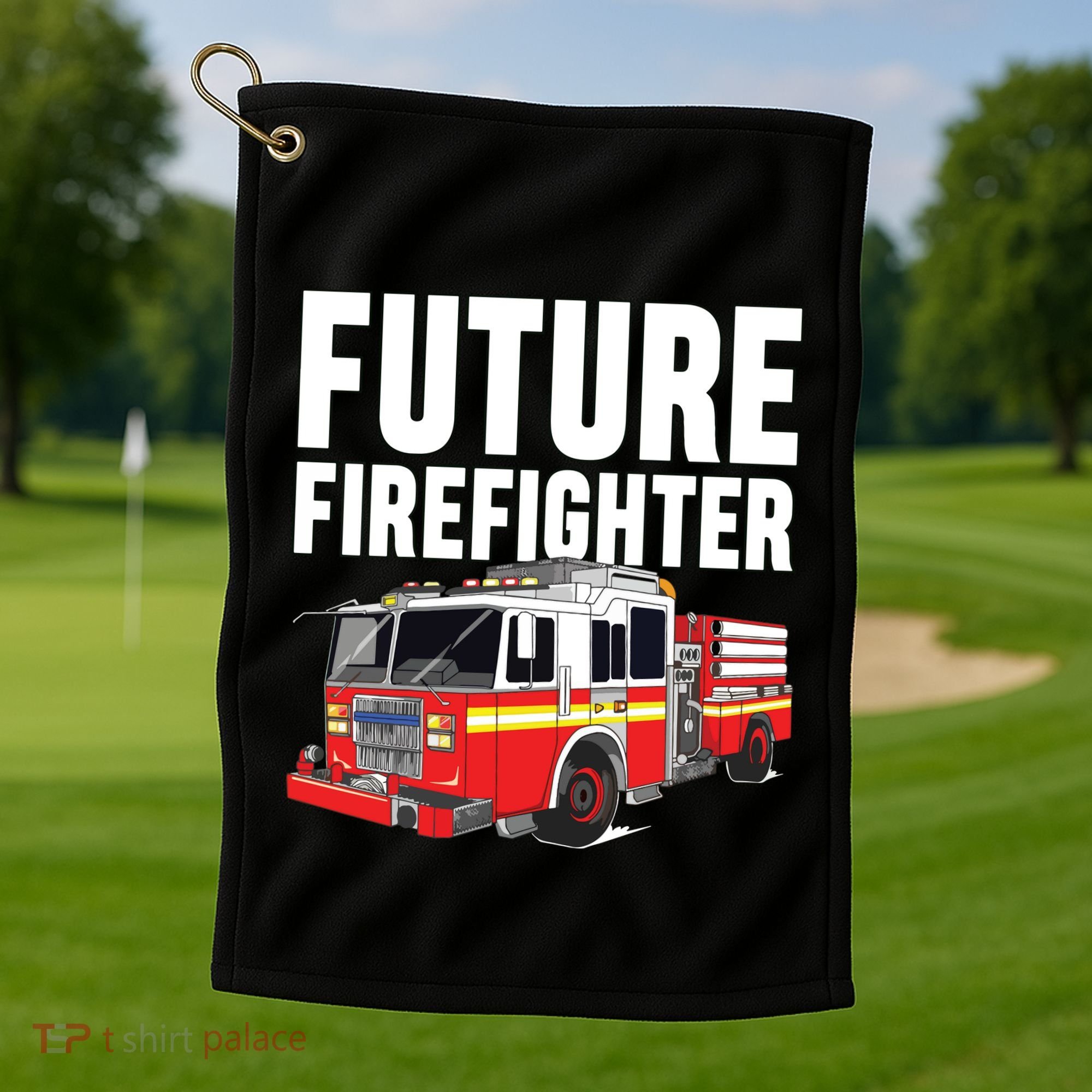 Kids Future Firefighter Fire Truck Theme Birthday Boy Golf Towel