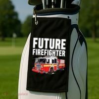 Kids Future Firefighter Fire Truck Theme Birthday Boy Golf Towel thumb 2