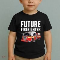 Kids Future Firefighter Fire Truck Theme Birthday Boy Toddler T-Shirt thumb 2