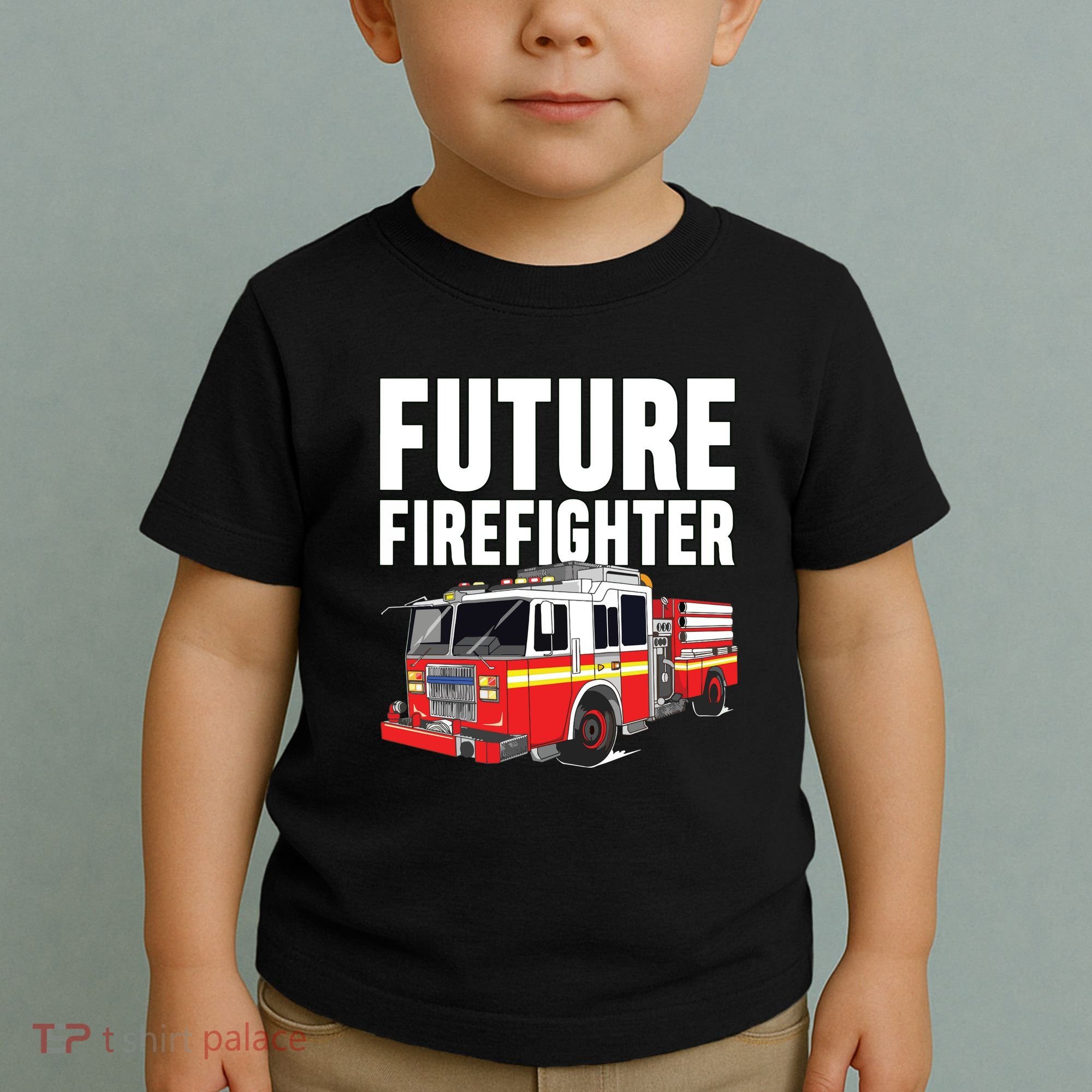 Kids Future Firefighter Fire Truck Theme Birthday Boy Toddler T-Shirt
