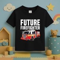 Kids Future Firefighter Fire Truck Theme Birthday Boy Toddler T-Shirt thumb 3