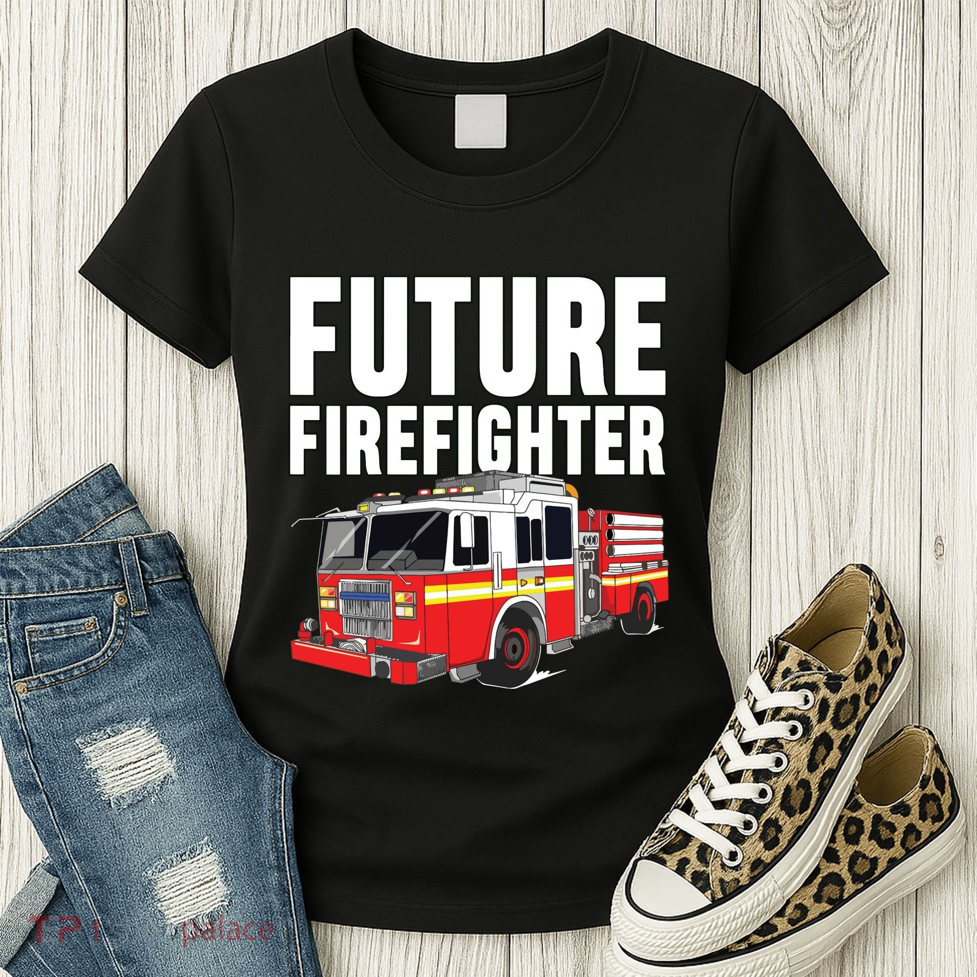 Kids Future Firefighter Fire Truck Theme Birthday Boy Women's T-Shirt