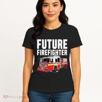 Kids Future Firefighter Fire Truck Theme Birthday Boy Women's T-Shirt thumb 4