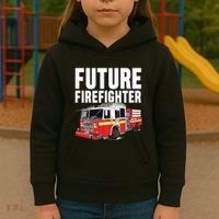 Kids Future Firefighter Fire Truck Theme Birthday Boy Kids Hoodie thumb 3