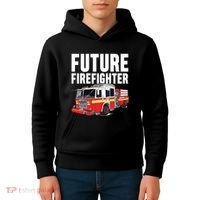 Kids Future Firefighter Fire Truck Theme Birthday Boy Kids Hoodie thumb 4