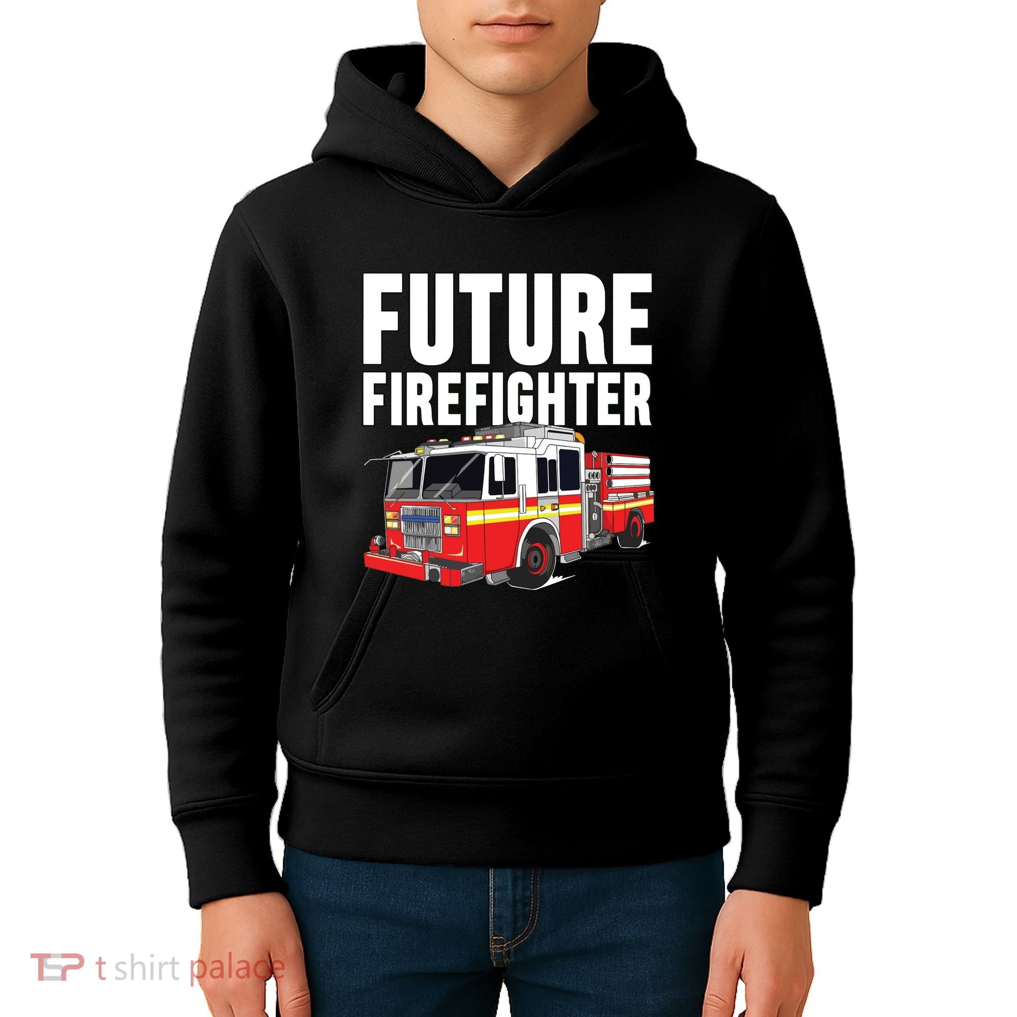 Kids Future Firefighter Fire Truck Theme Birthday Boy Kids Hoodie