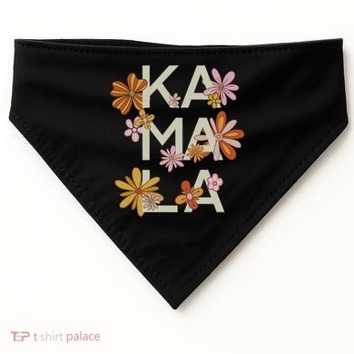 Kamala Flowers Groovy Retro Cute Gift USA-Made Doggie Bandana