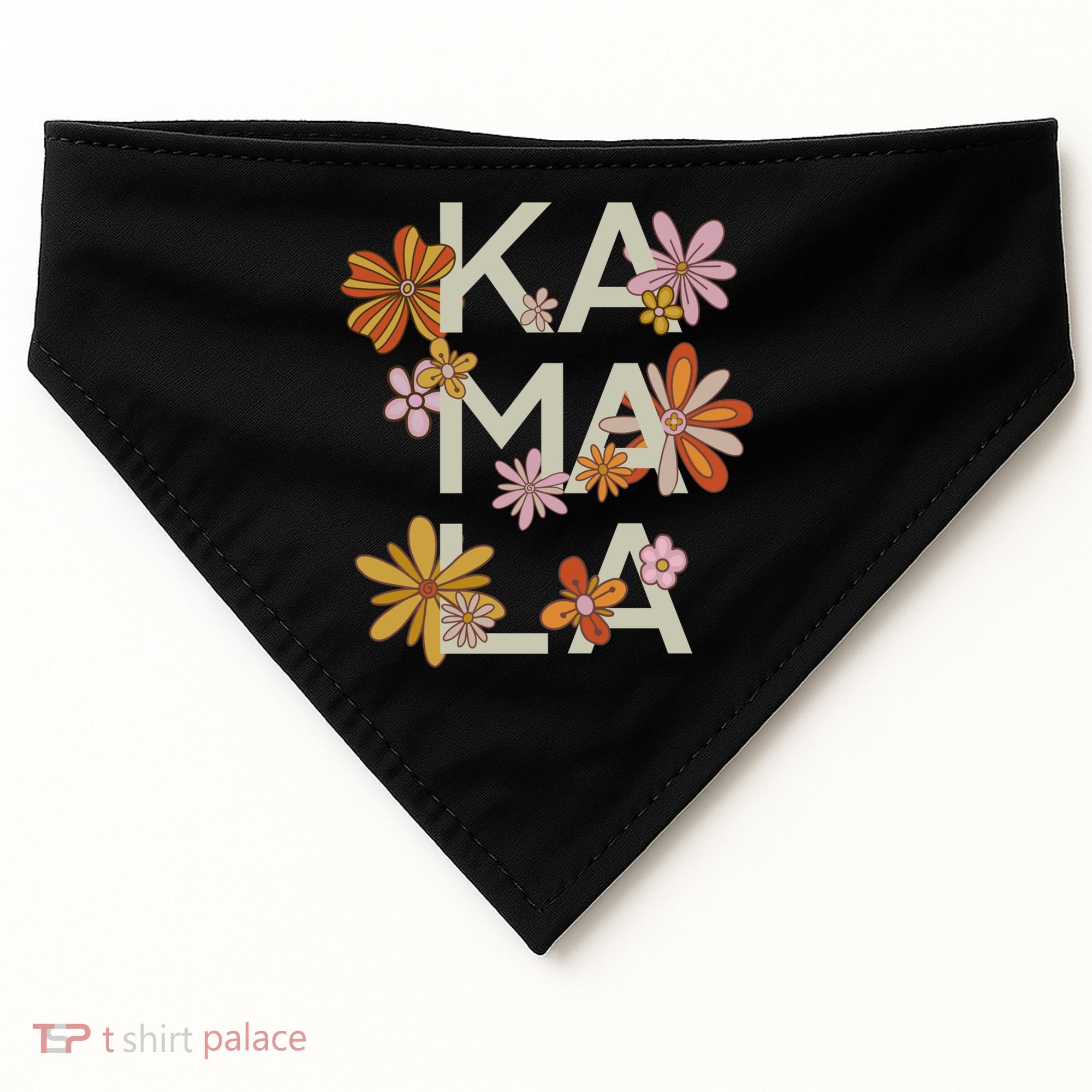 Kamala Flowers Groovy Retro Cute Gift USA-Made Doggie Bandana