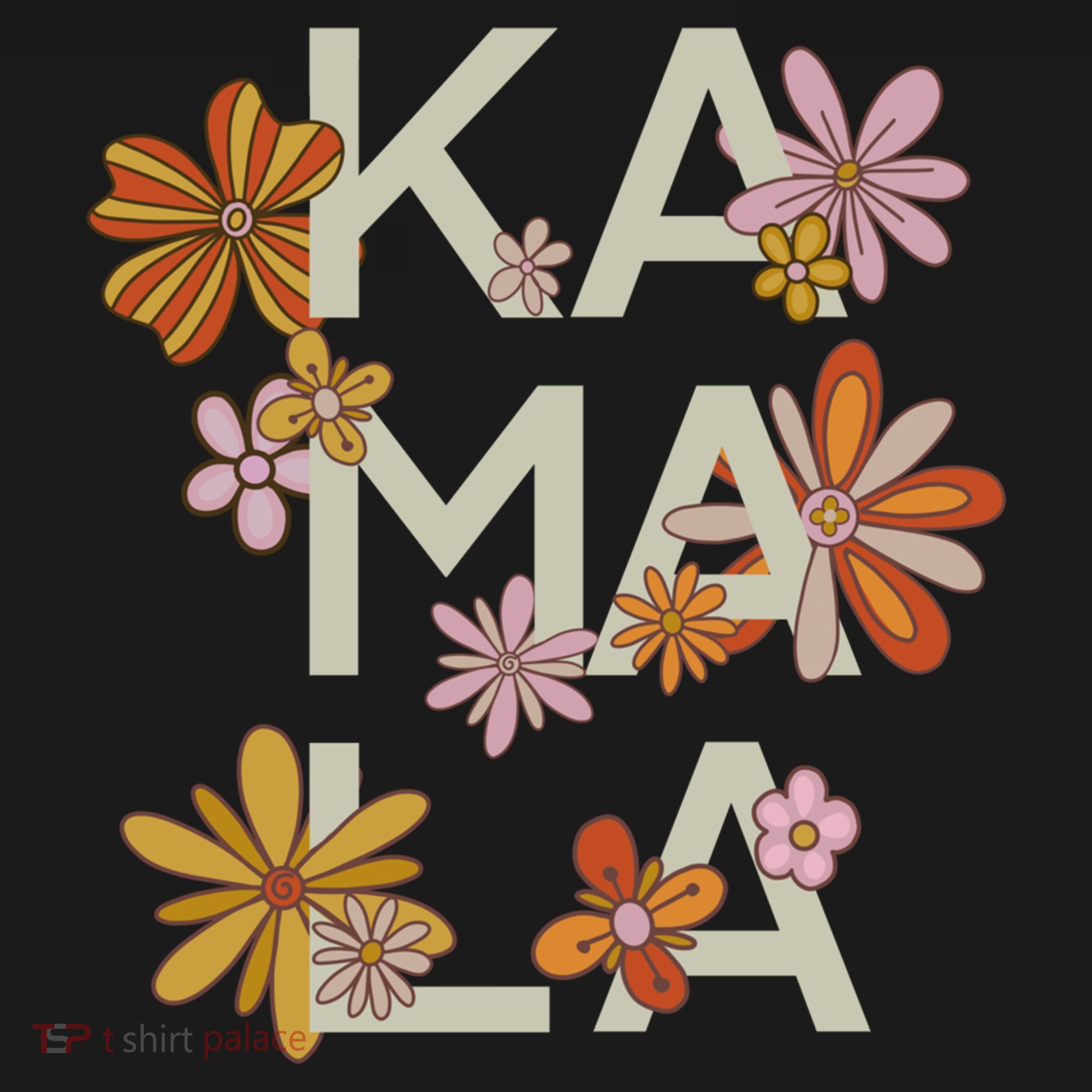 Kamala Flowers Groovy Retro Cute Gift USA-Made Doggie Bandana