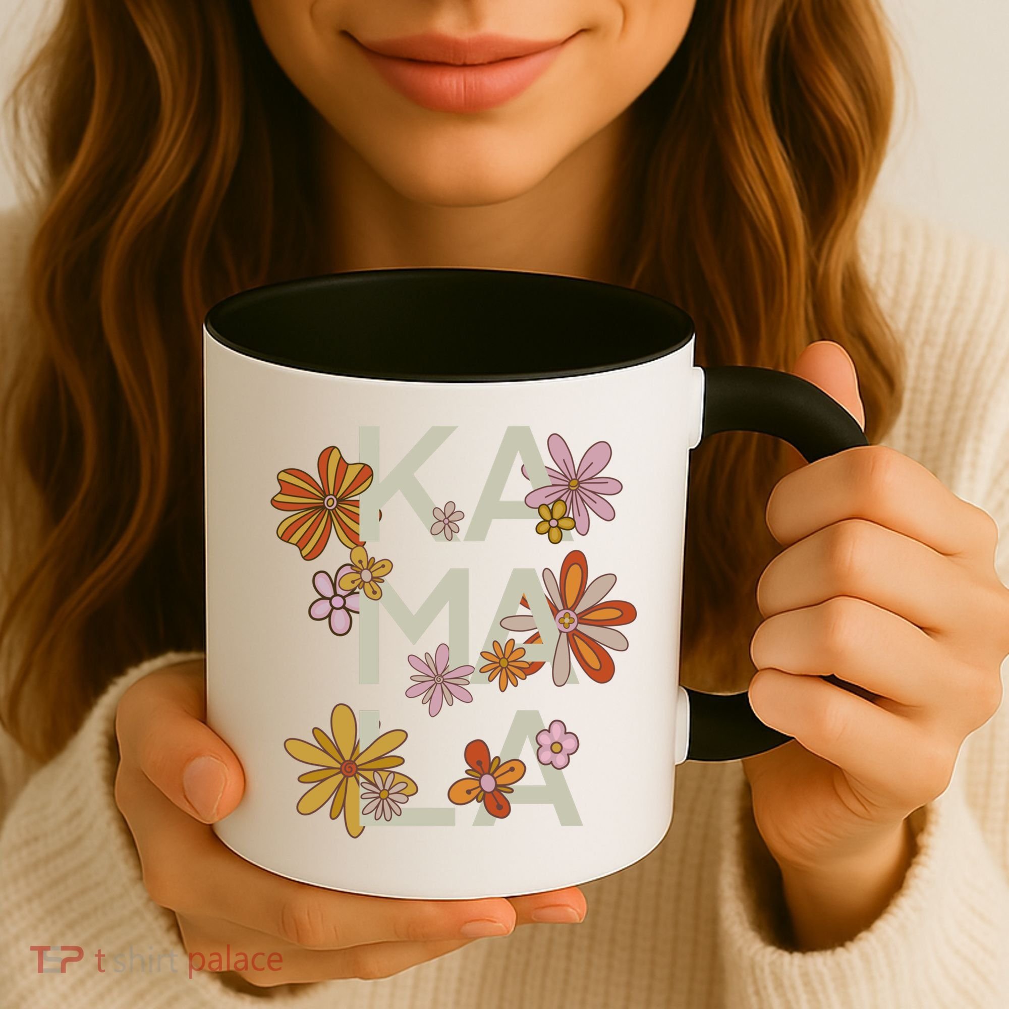 Kamala Flowers Groovy Retro Cute Gift Coffee Mug