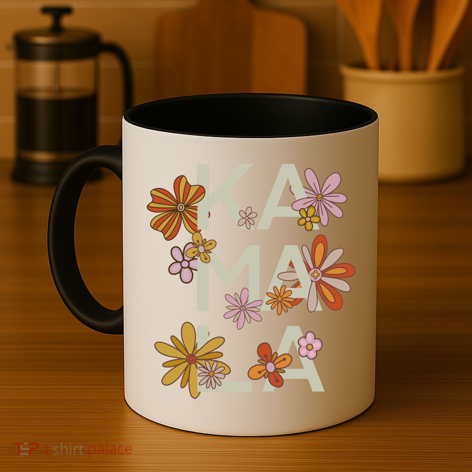 Kamala Flowers Groovy Retro Cute Gift Coffee Mug