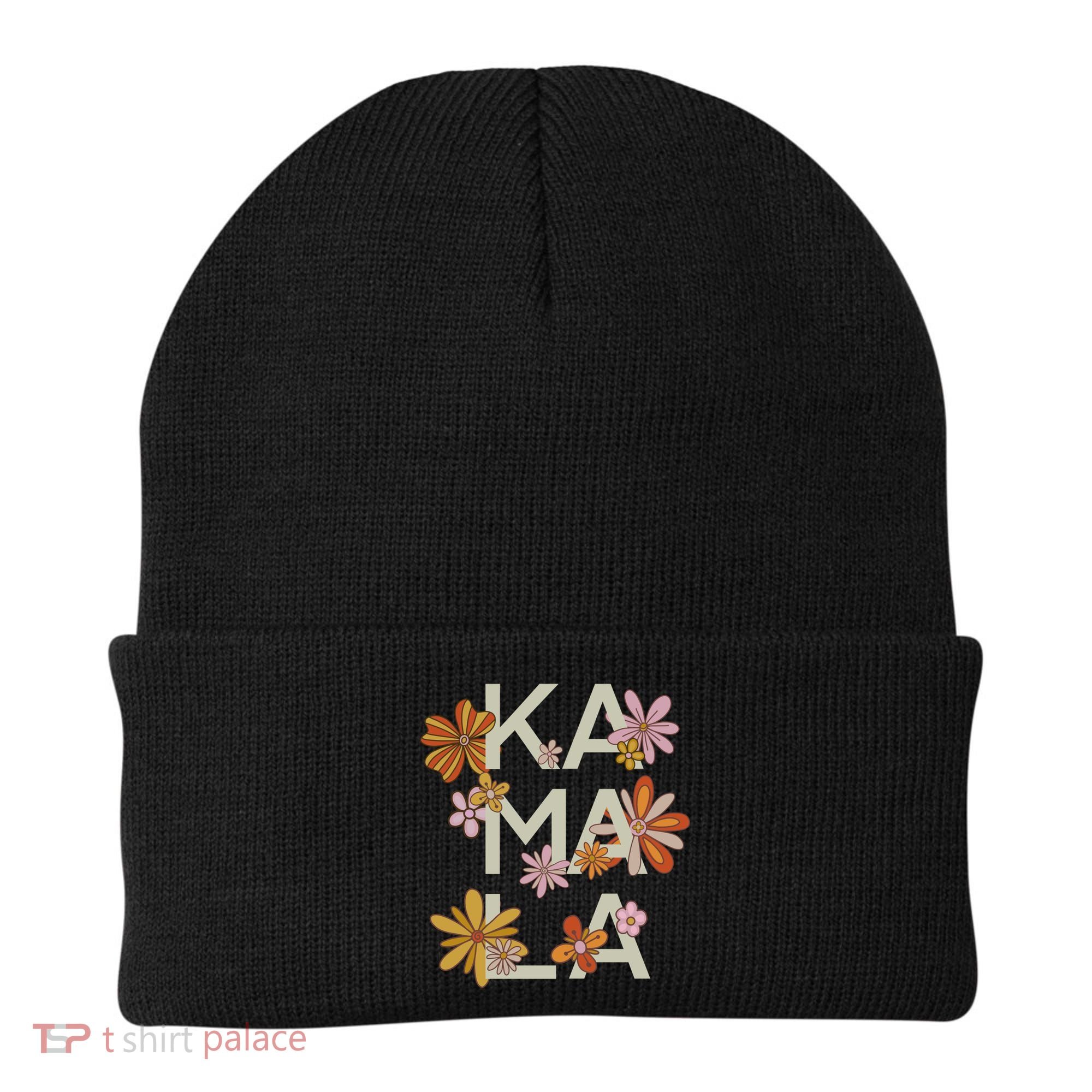 Kamala Flowers Groovy Retro Cute Gift Beanie