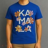 Kamala Flowers Groovy Retro Cute Gift T-Shirt thumb 3