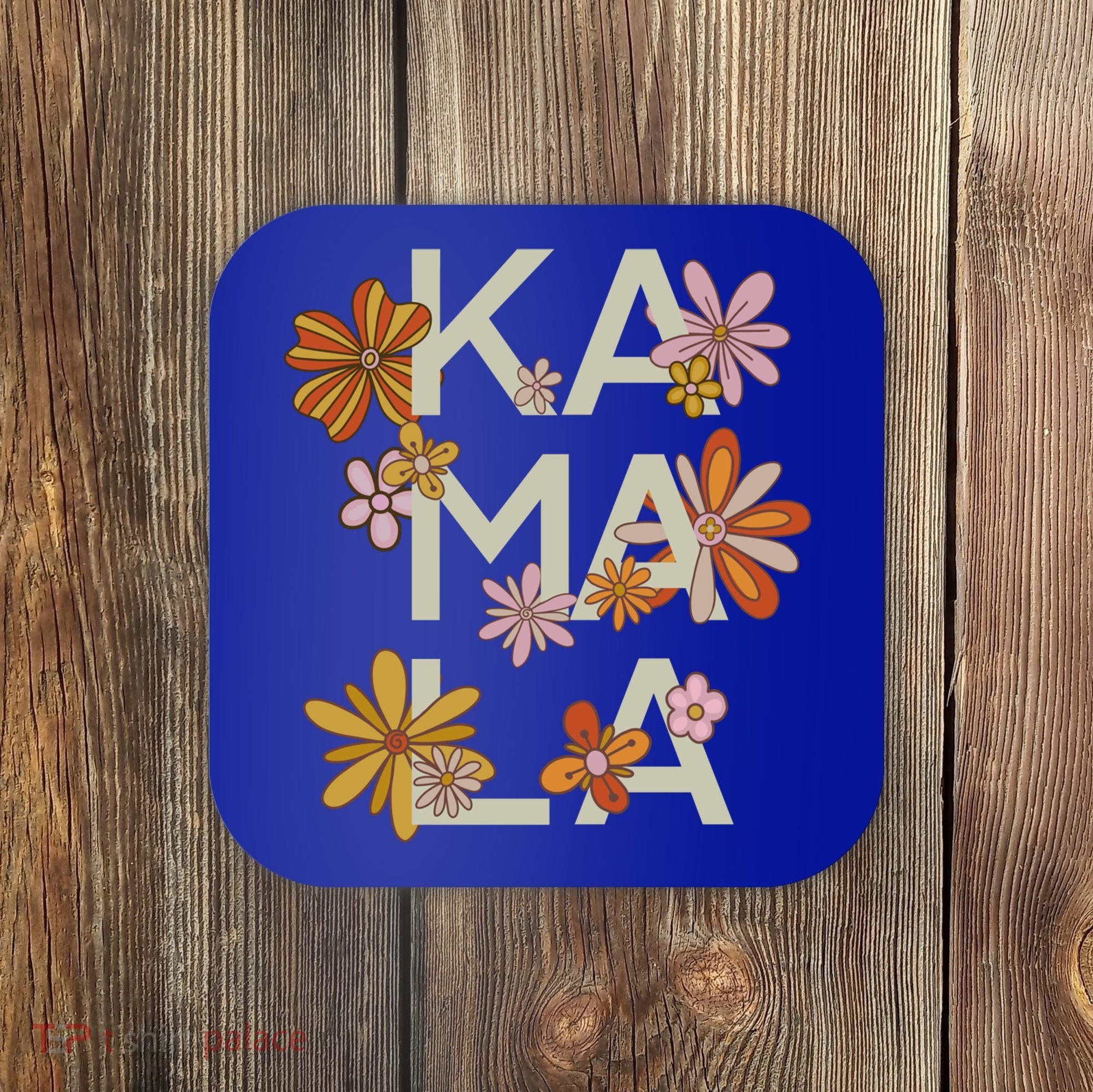 Kamala Flowers Groovy Retro Cute Gift Coaster