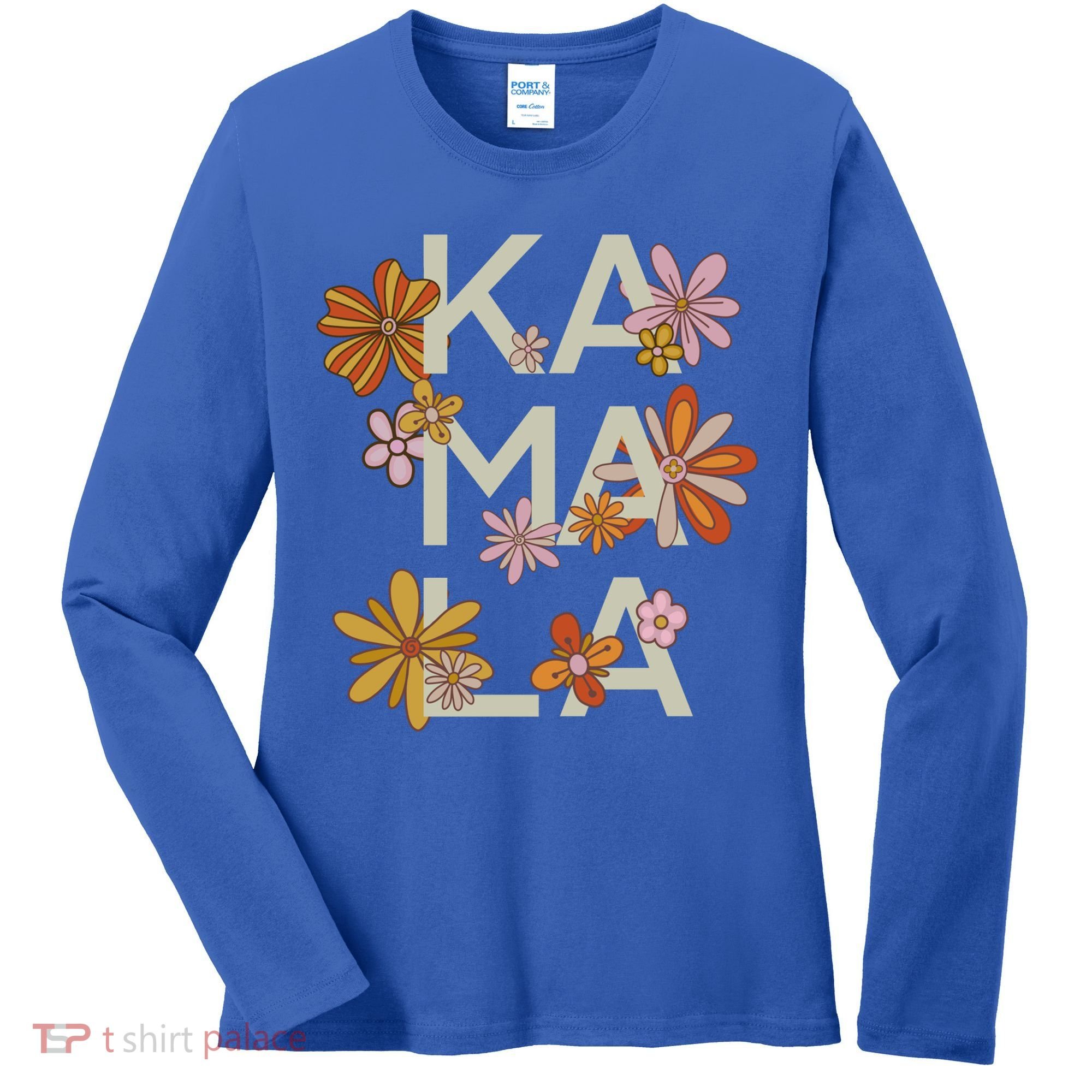 Kamala Flowers Groovy Retro Cute Gift Women's Long Sleeve Shirt