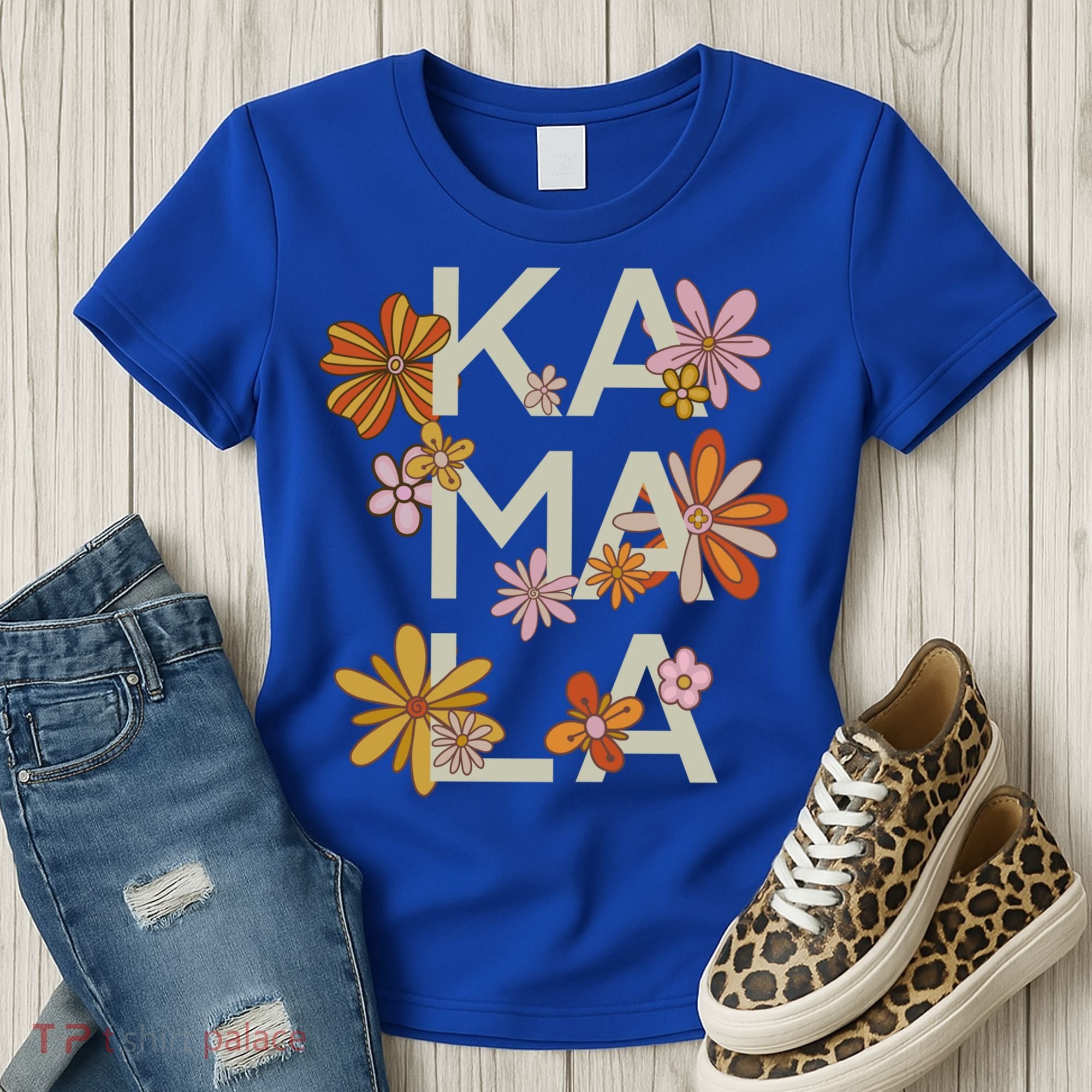 Kamala Flowers Groovy Retro Cute Gift Women's T-Shirt