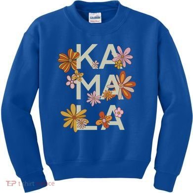 Kamala Flowers Groovy Retro Cute Gift Kids Sweatshirt
