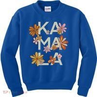 Kamala Flowers Groovy Retro Cute Gift Kids Sweatshirt thumb 0