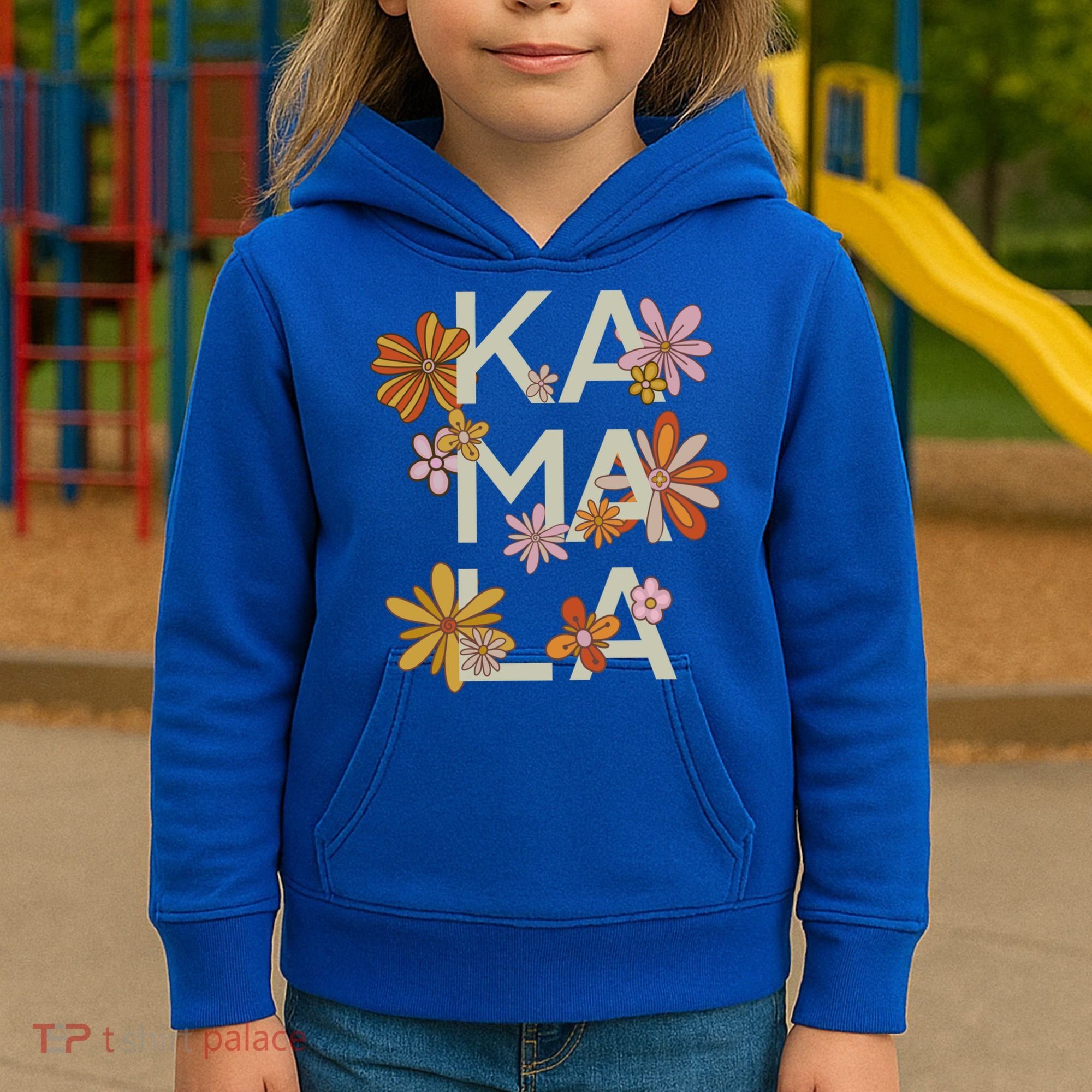 Kamala Flowers Groovy Retro Cute Gift Kids Hoodie