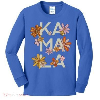 Kamala Flowers Groovy Retro Cute Gift Kids Long Sleeve Shirt