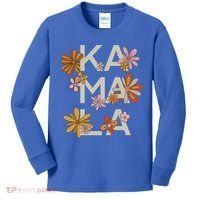 Kamala Flowers Groovy Retro Cute Gift Kids Long Sleeve Shirt thumb 0
