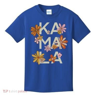 Kamala Flowers Groovy Retro Cute Gift Kids T-Shirt