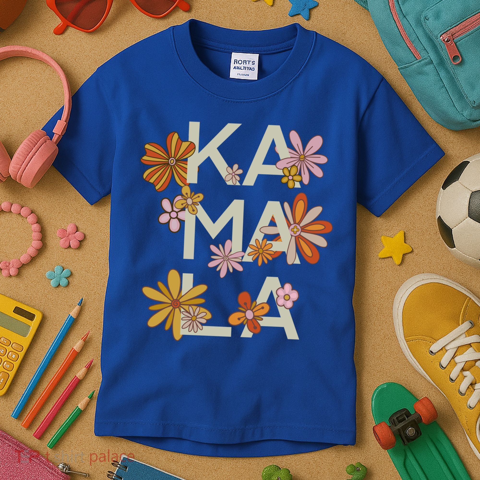 Kamala Flowers Groovy Retro Cute Gift Kids T-Shirt