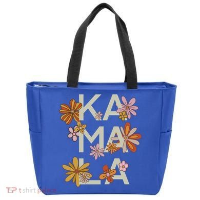 Kamala Flowers Groovy Retro Cute Gift Tote Bag