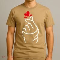 Korean Finger Heart, Korean Love Gift, Cute Korean Heart T, K Pop S T-Shirt thumb 3