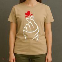 Korean Finger Heart, Korean Love Gift, Cute Korean Heart T, K Pop S T-Shirt thumb 4