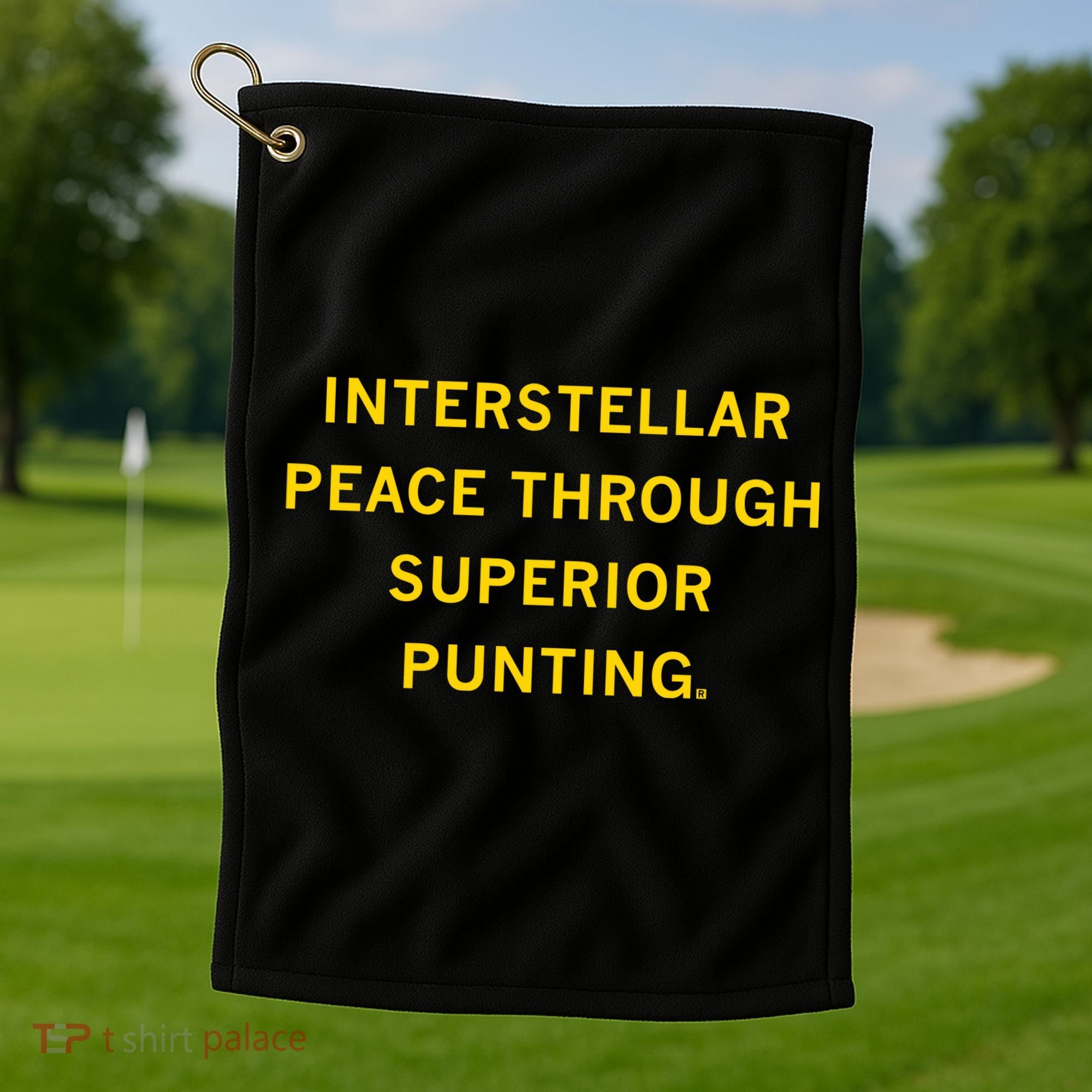 Kirk Ferentz Interstellar Peace Through Superior Punting Golf Towel