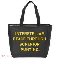 Kirk Ferentz Interstellar Peace Through Superior Punting Tote Bag thumb 0