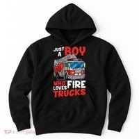 Kids Firefighter Just A Boy Who Loves Fire Trucks Hoodie thumb 0