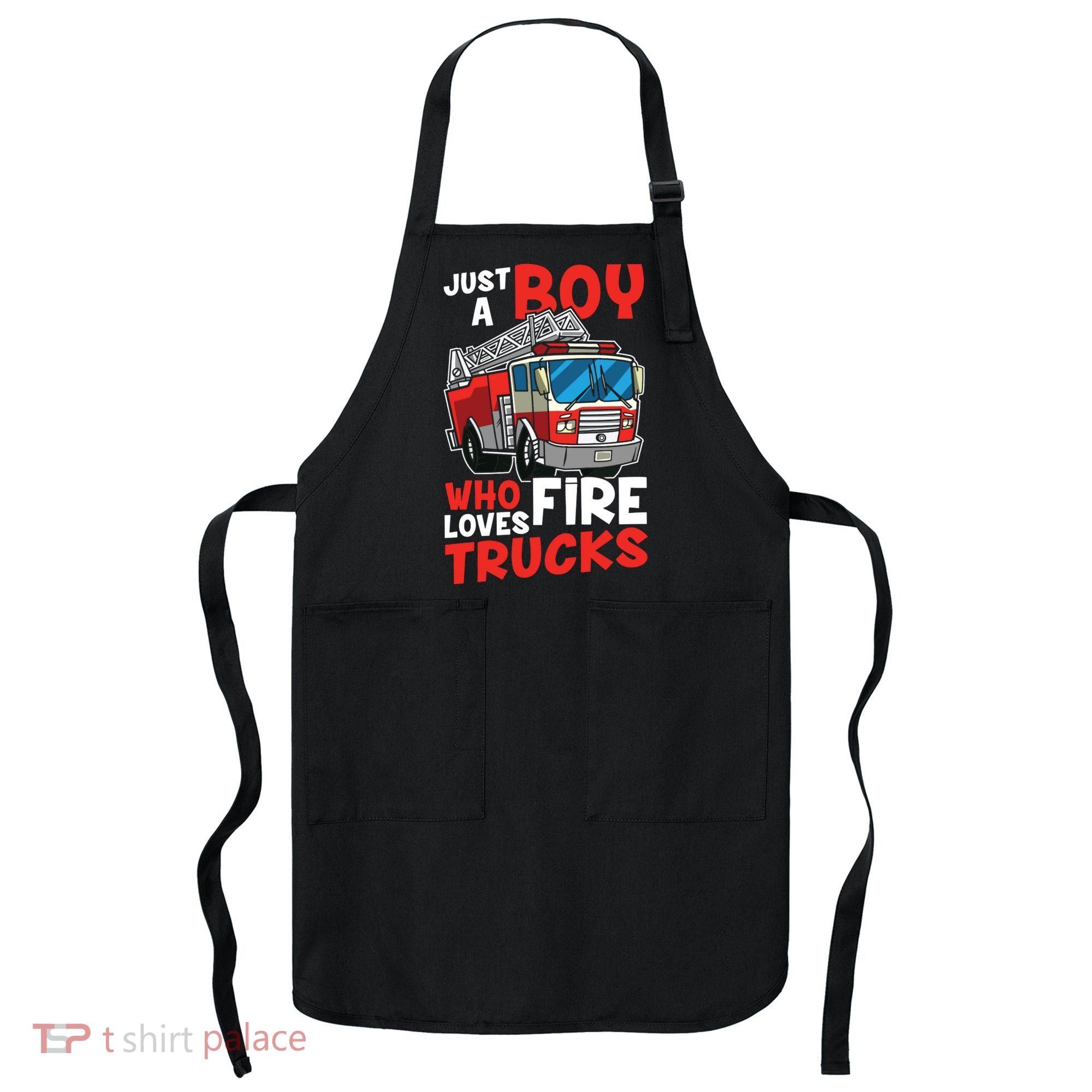 Kids Firefighter Just A Boy Who Loves Fire Trucks Apron