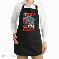 Kids Firefighter Just A Boy Who Loves Fire Trucks Apron thumb 2