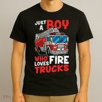 Kids Firefighter Just A Boy Who Loves Fire Trucks T-Shirt thumb 3